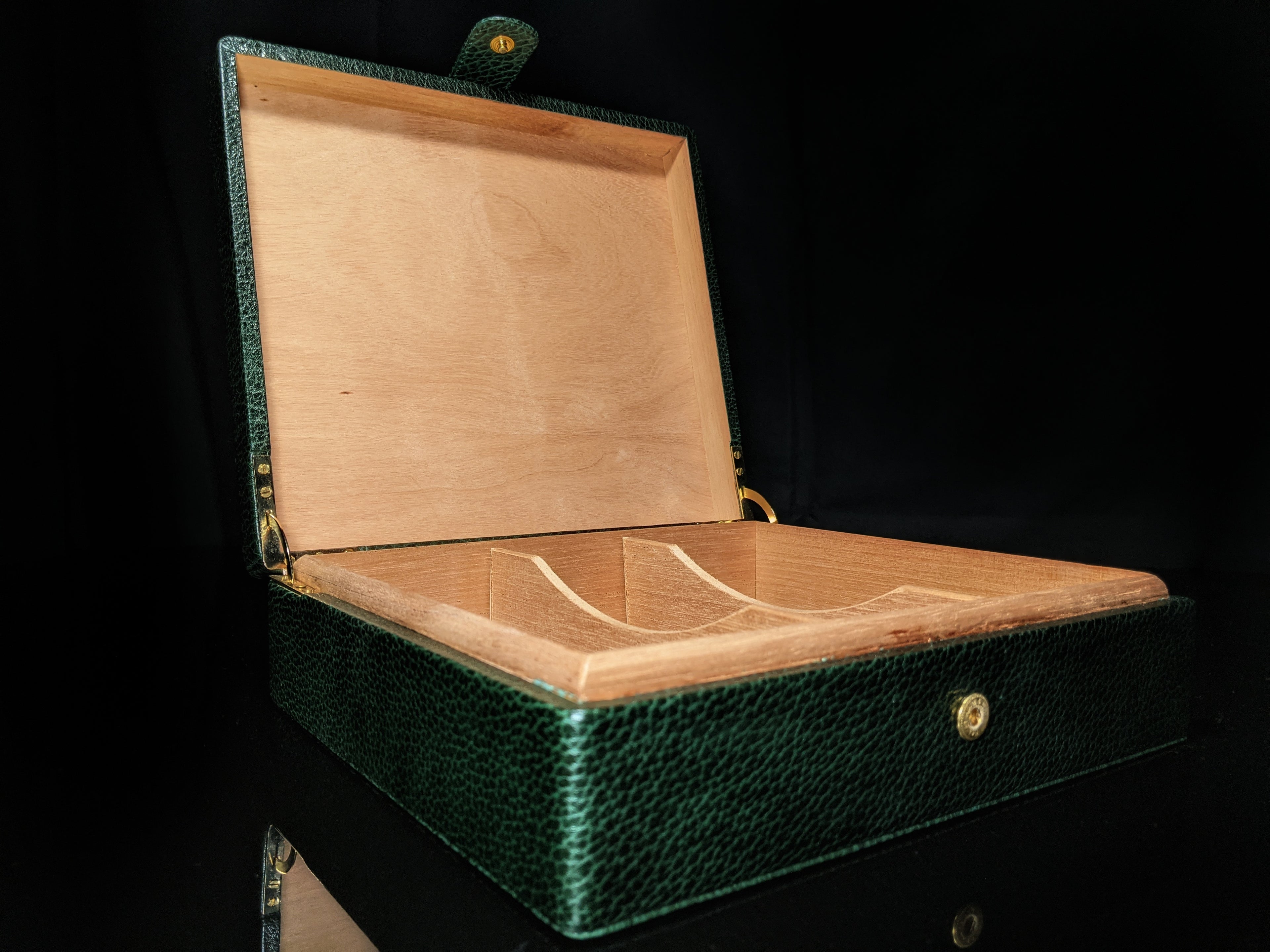 Pheasant Green Leather  Humidor Made in Spain
