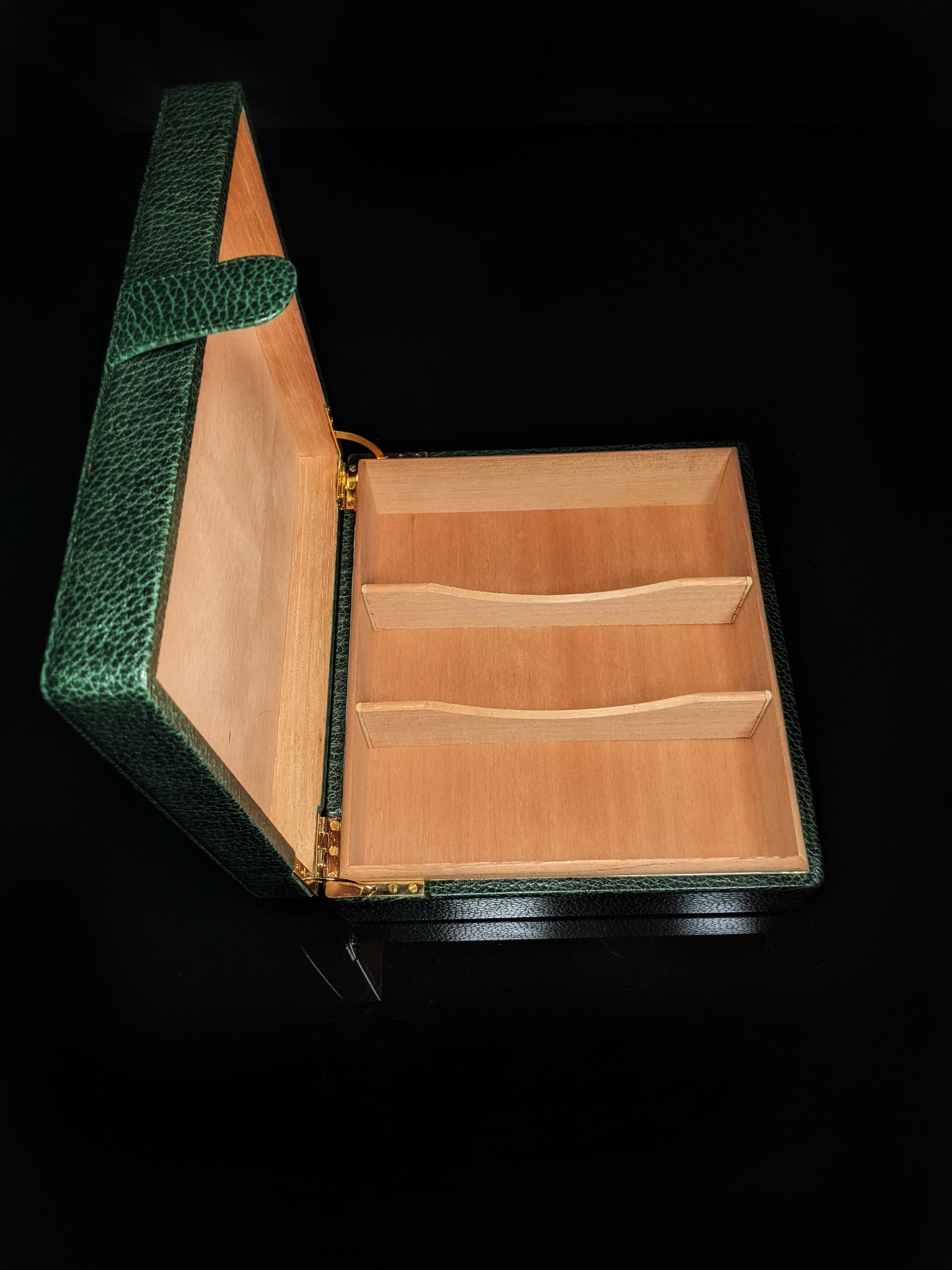 Pheasant Green Leather  Humidor Made in Spain