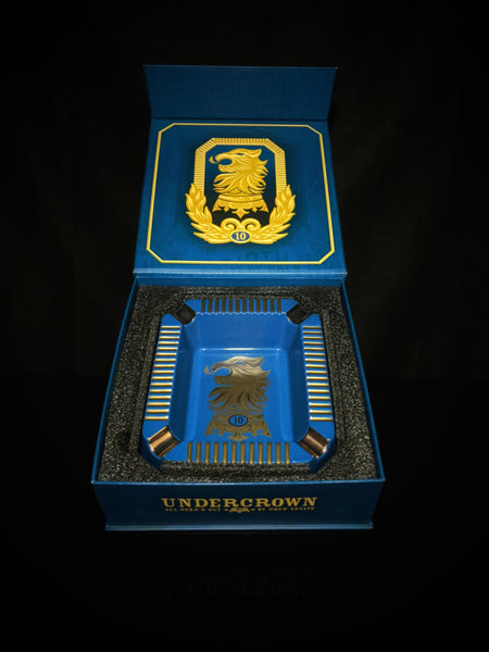 Drew Estates Undercrown Blue  Ceramic Ashtray 10" L x 8.5" W x 2.75" H NIB