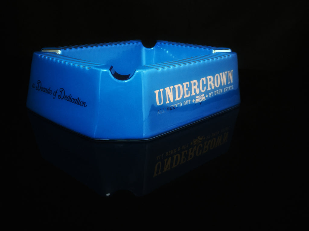 Drew Estates Undercrown Blue  Ceramic Ashtray 10" L x 8.5" W x 2.75" H NIB