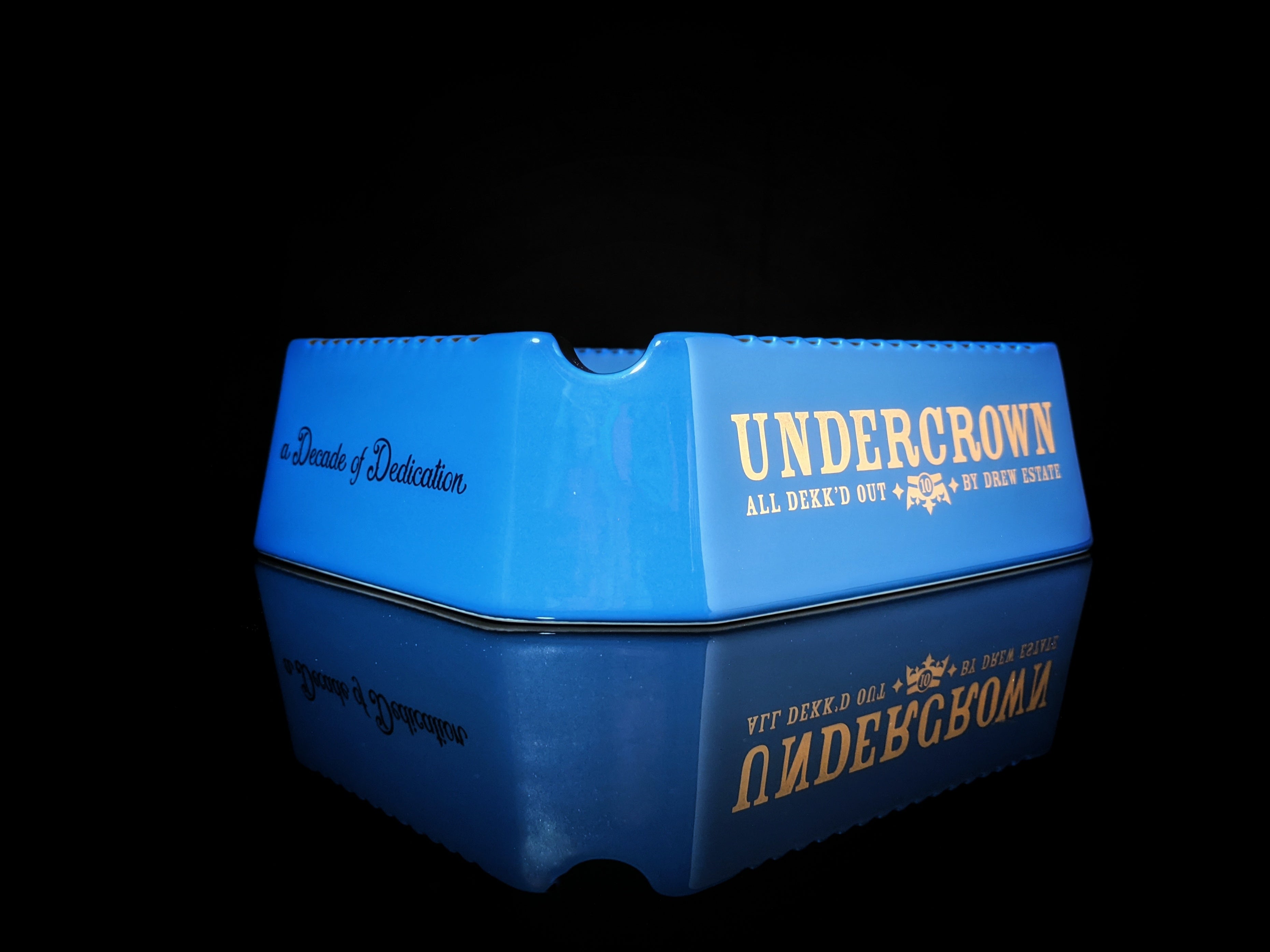 Drew Estates Undercrown Blue  Ceramic Ashtray 10" L x 8.5" W x 2.75" H NIB