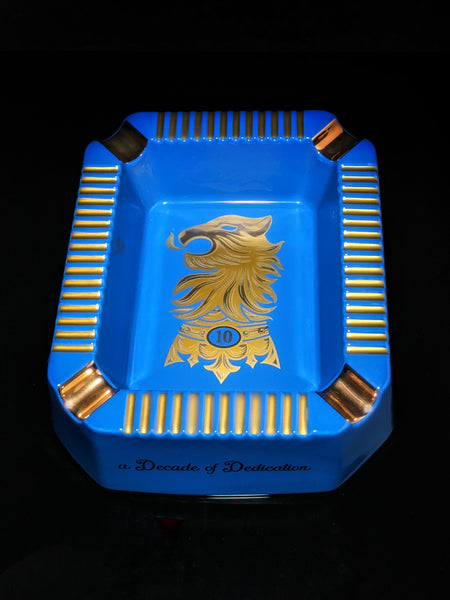 Drew Estates Undercrown Blue  Ceramic Ashtray 10" L x 8.5" W x 2.75" H NIB