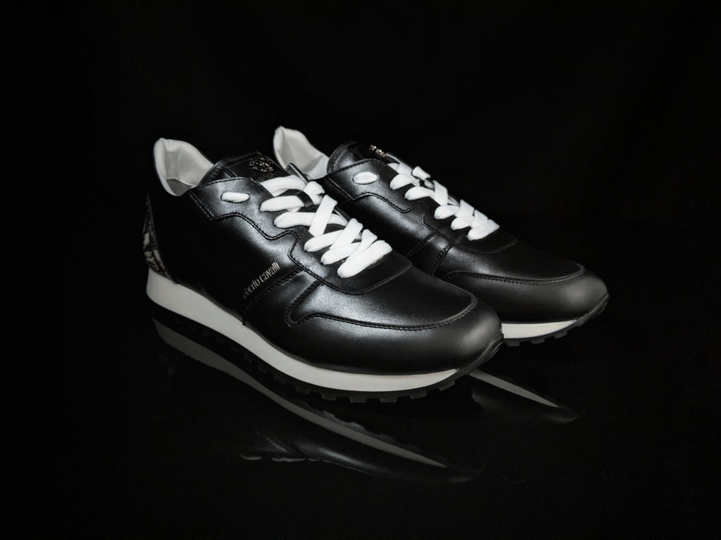 Roberto Cavalli  Snakeskin Embossed Leather Sneakers