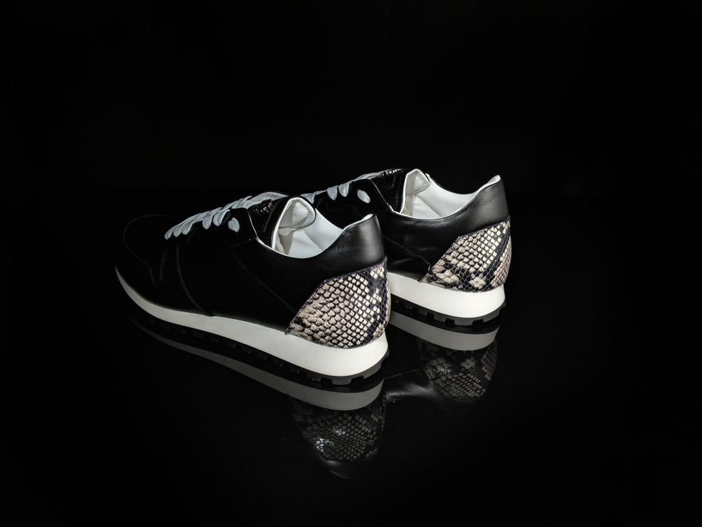 Roberto Cavalli  Snakeskin Embossed Leather Sneakers