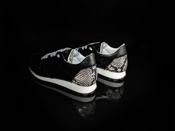 Roberto Cavalli  Snakeskin Embossed Leather Sneakers