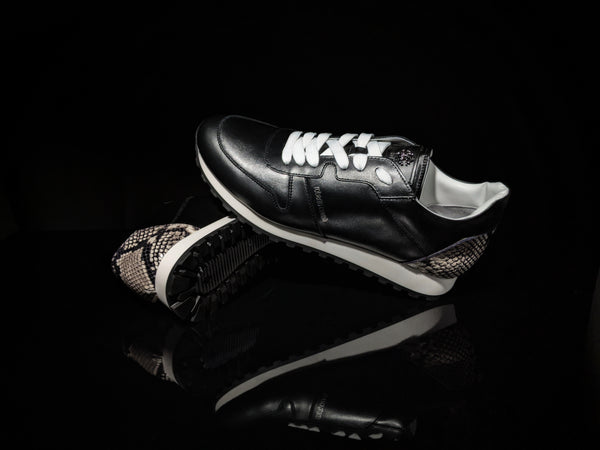 Roberto Cavalli  Snakeskin Embossed Leather Sneakers