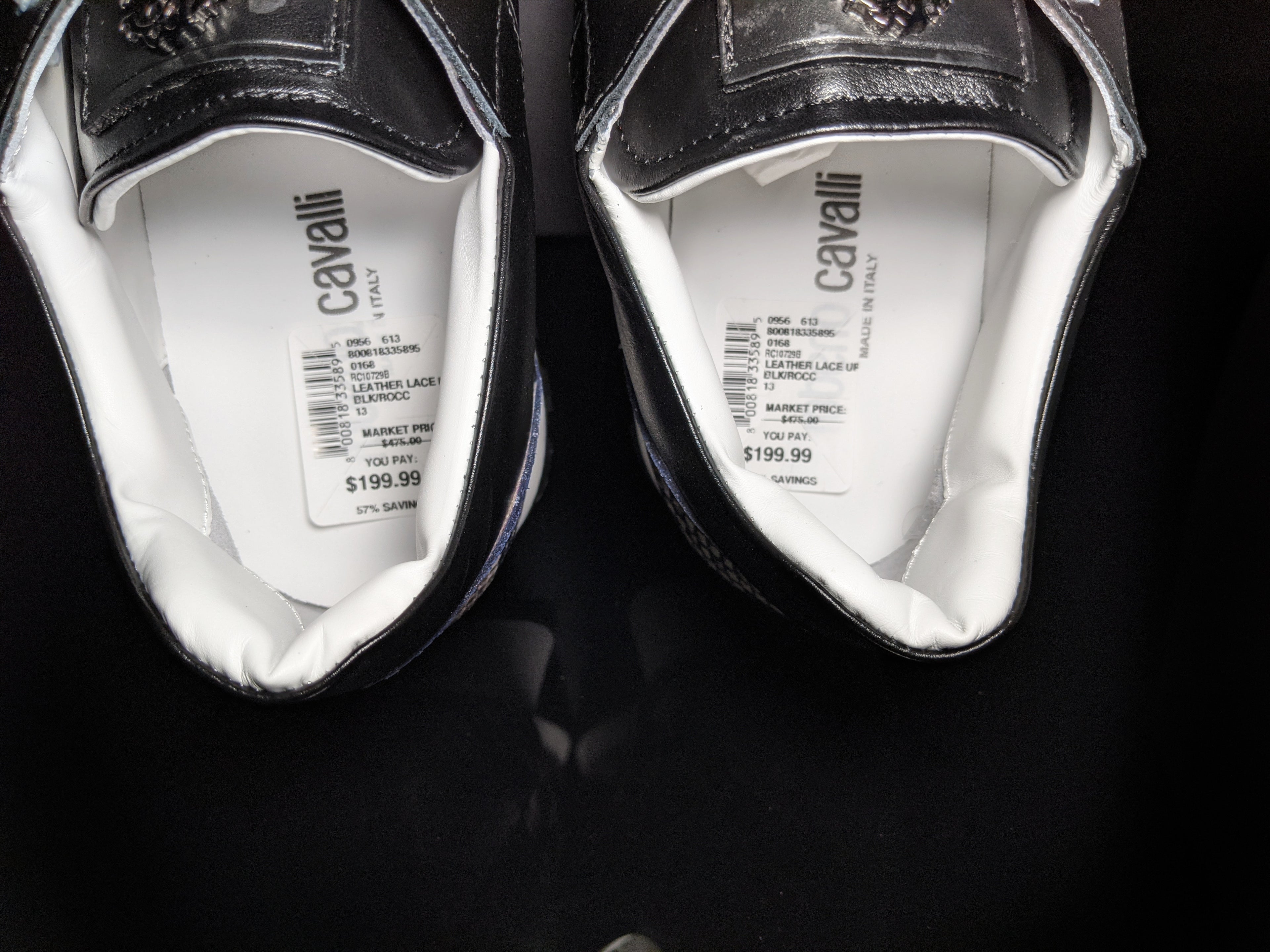 Roberto Cavalli  Snakeskin Embossed Leather Sneakers