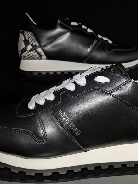 Roberto Cavalli  Snakeskin Embossed Leather Sneakers