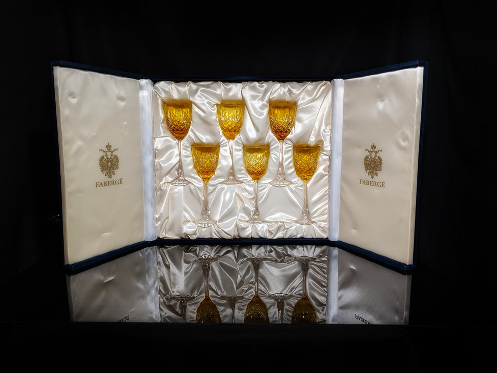 Fabergé Odessa Gold Yellow Hock Crystal Glasses — Set of 6