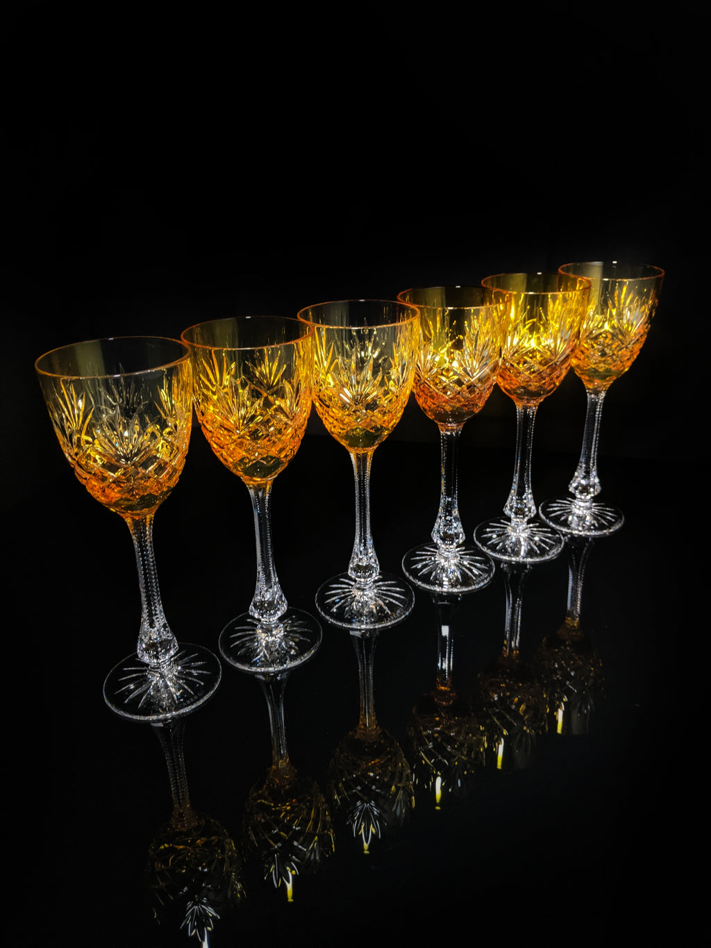 Fabergé Odessa Gold Yellow Hock Crystal Glasses — Set of 6