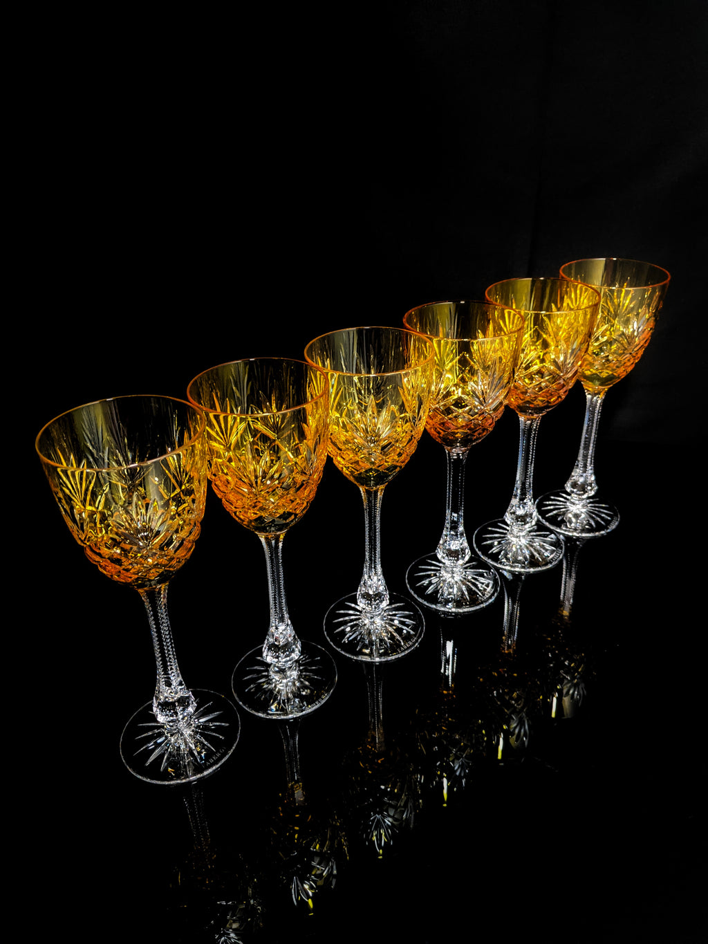 Fabergé Odessa Gold Yellow Hock Crystal Glasses — Set of 6