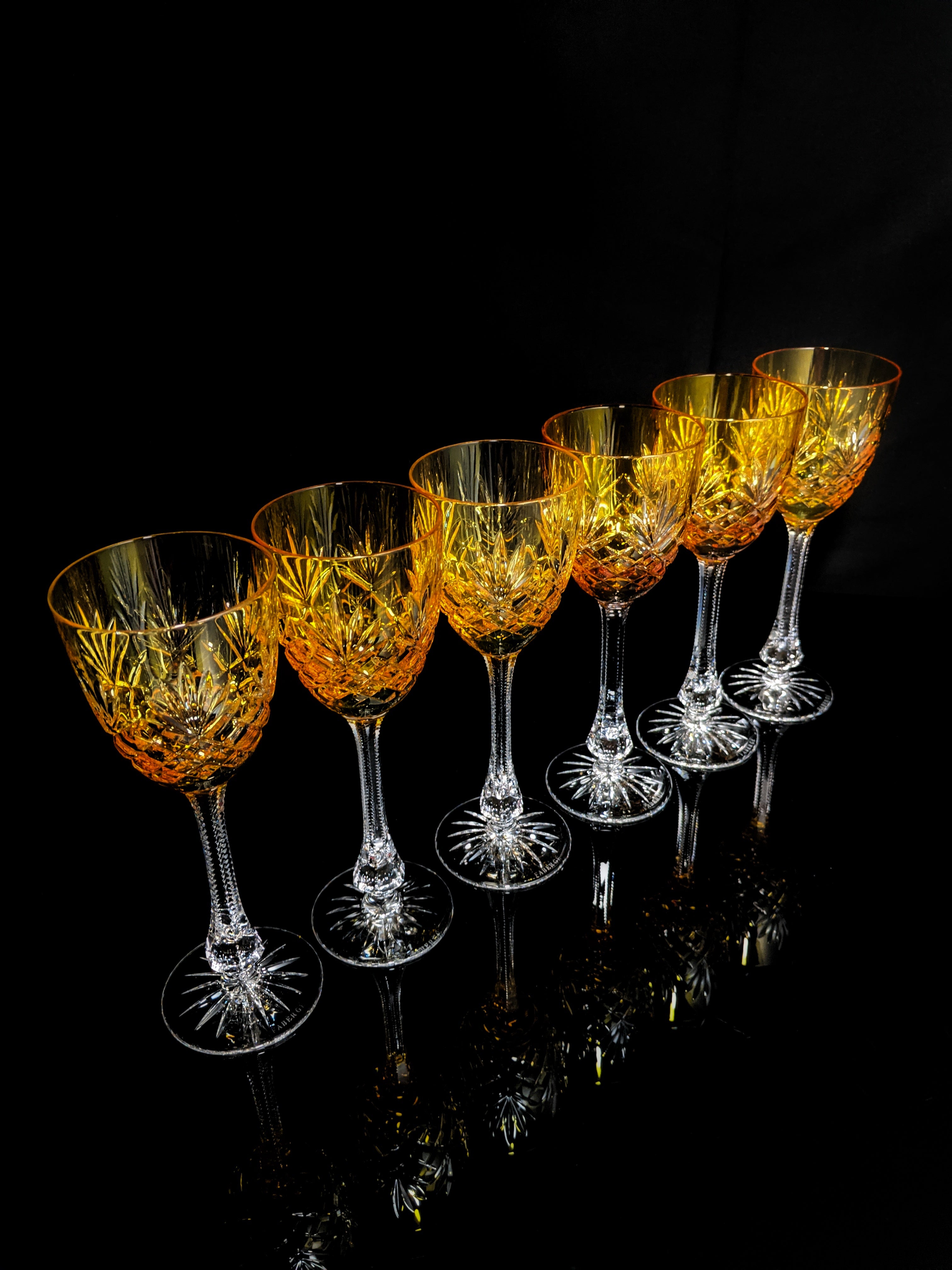 Fabergé Odessa Gold Yellow Hock Crystal Glasses — Set of 6