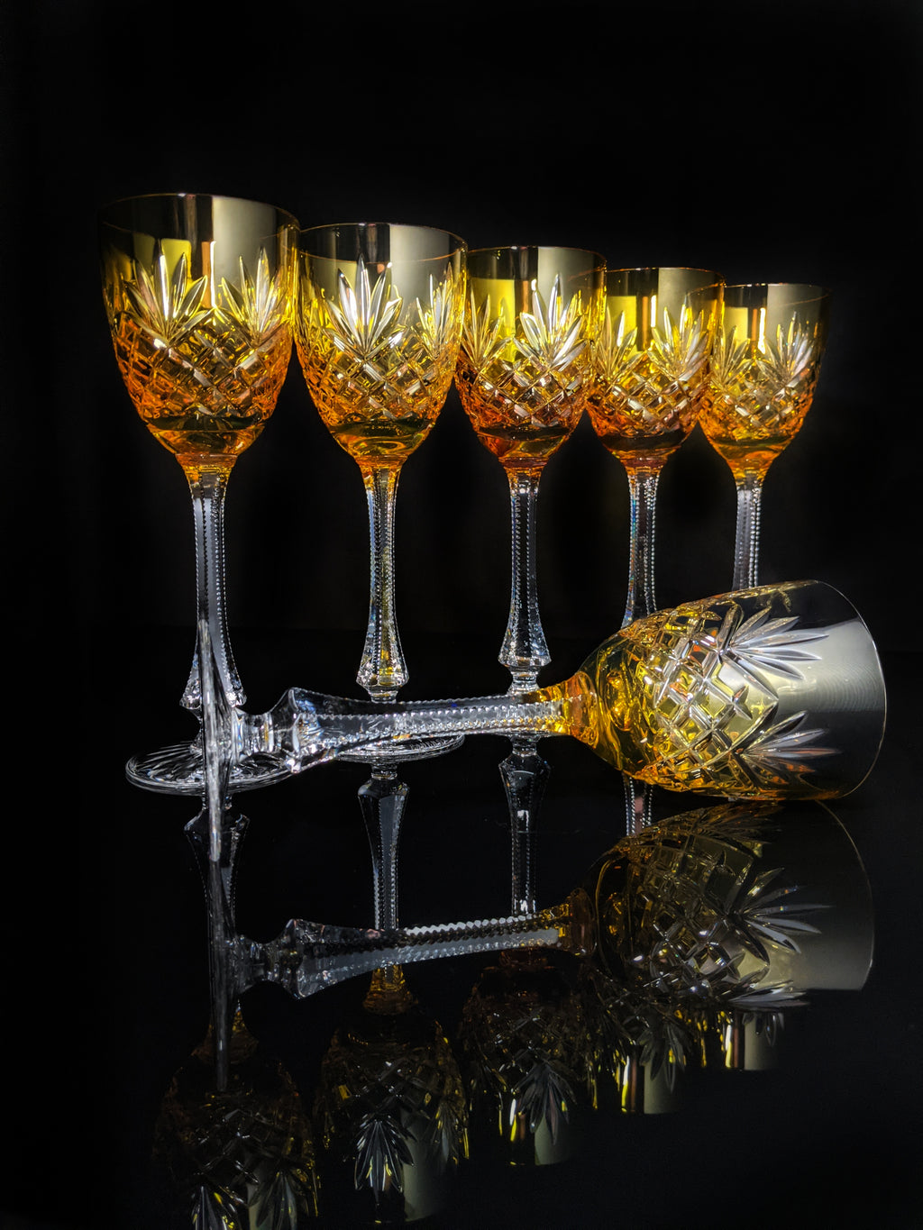 Fabergé Odessa Gold Yellow Hock Crystal Glasses — Set of 6