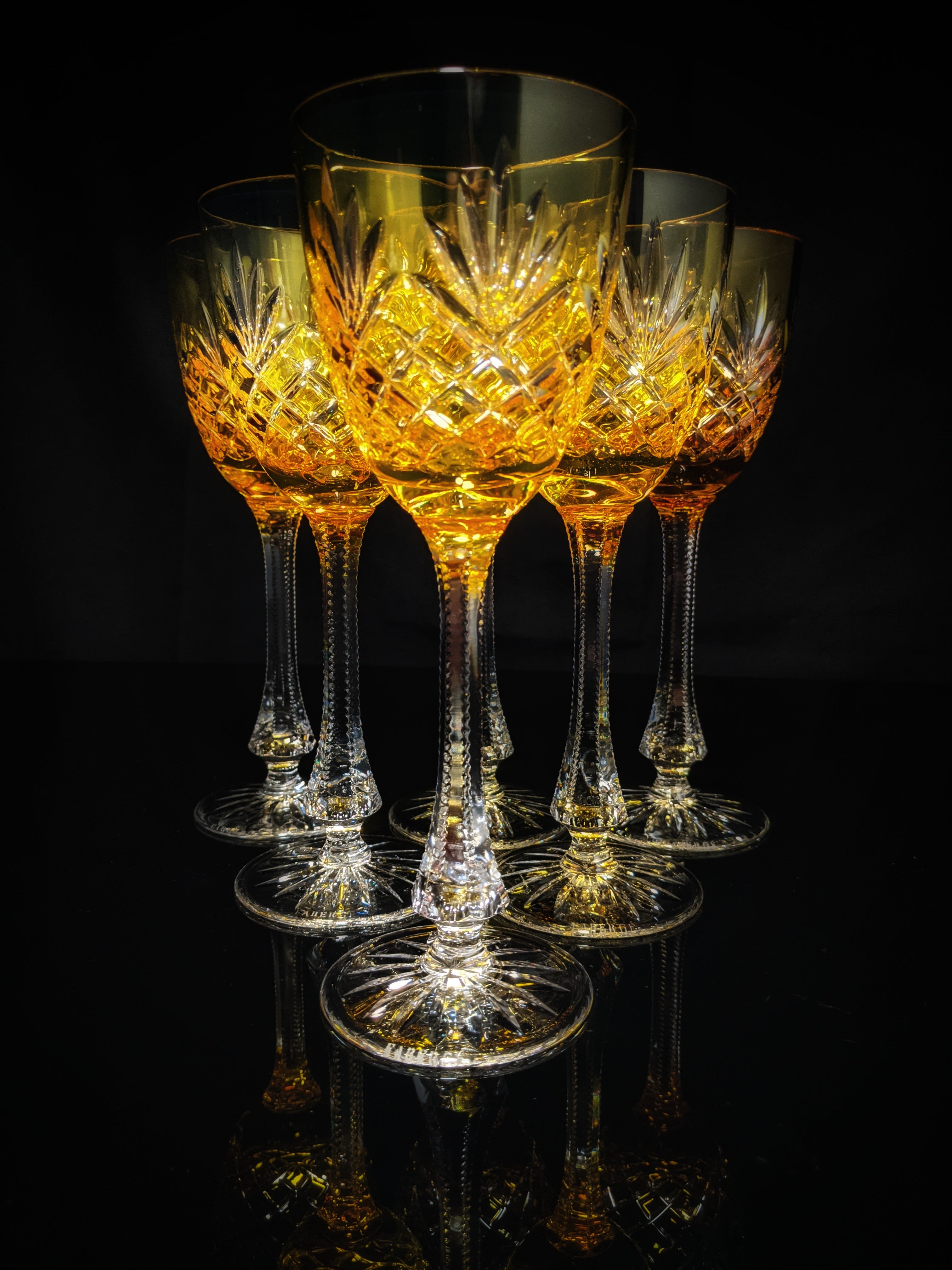 Fabergé Odessa Gold Yellow Hock Crystal Glasses — Set of 6