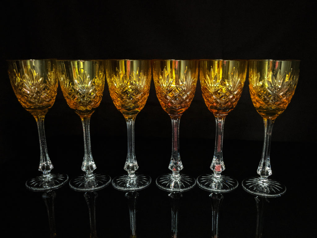 Fabergé Odessa Gold Yellow Hock Crystal Glasses — Set of 6