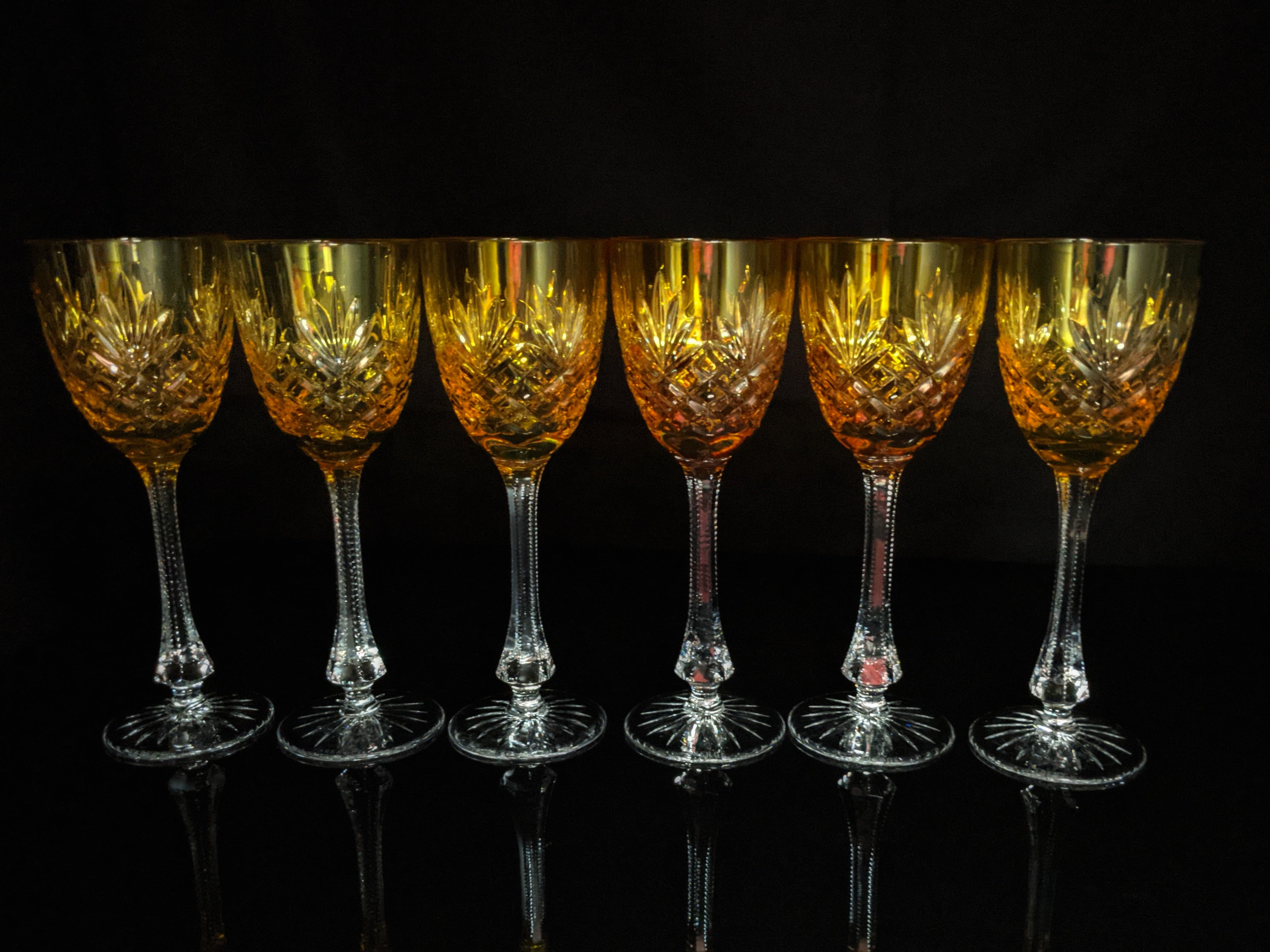 Fabergé Odessa Gold Yellow Hock Crystal Glasses — Set of 6