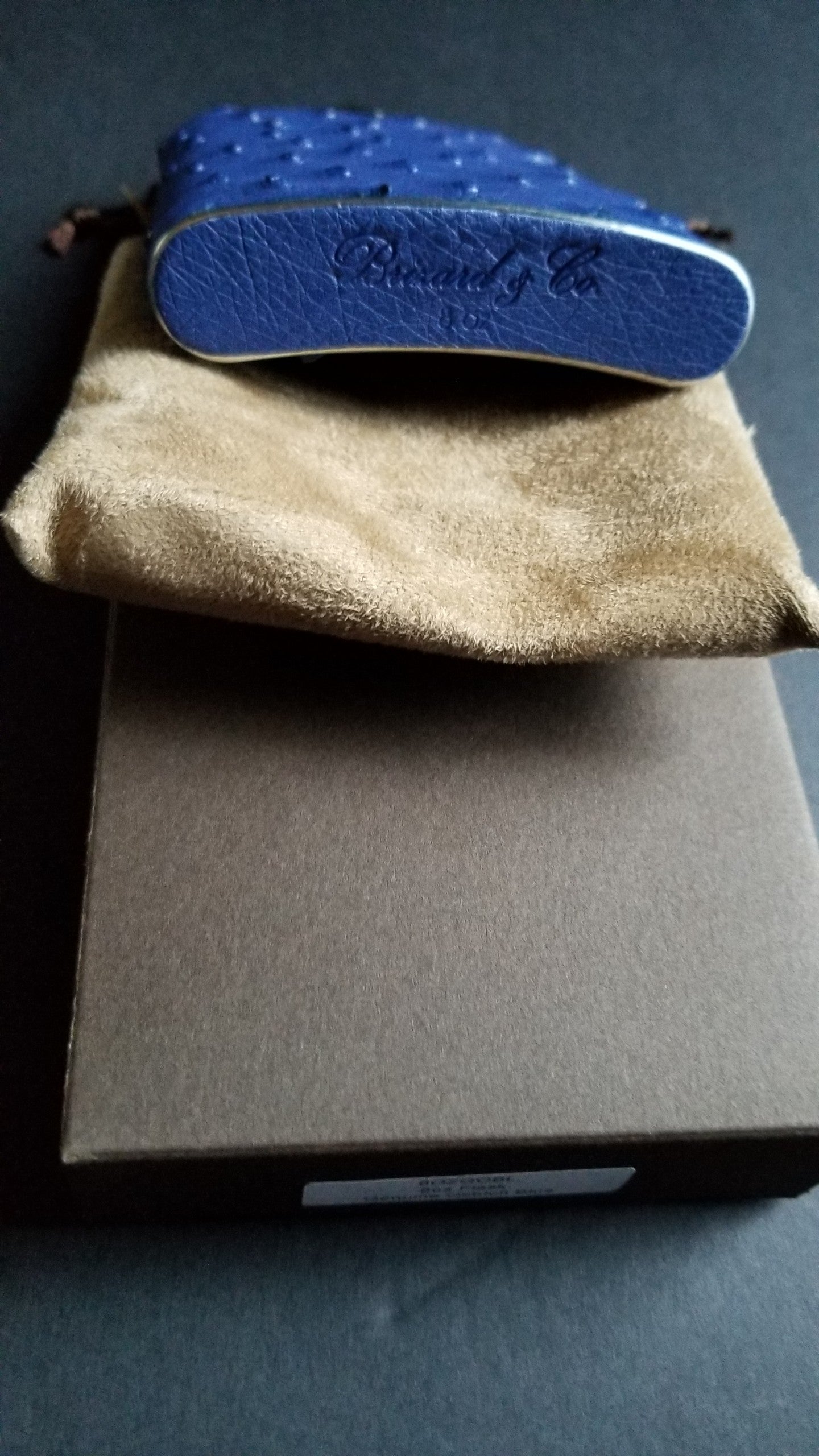 Brizard and Co  Blue Ostrich Skin 8 oz. Flask