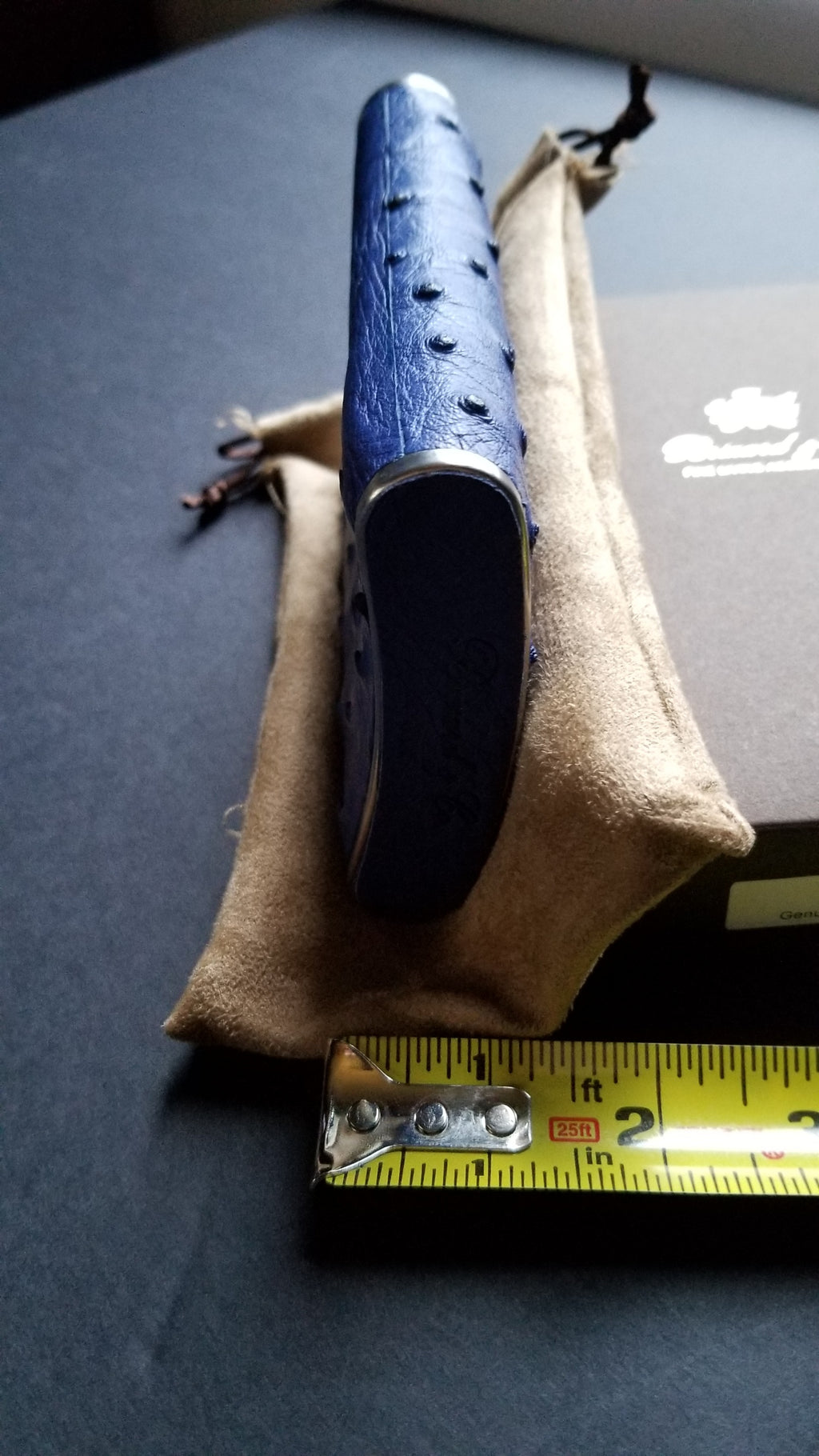 Brizard and Co  Blue Ostrich Skin 8 oz. Flask