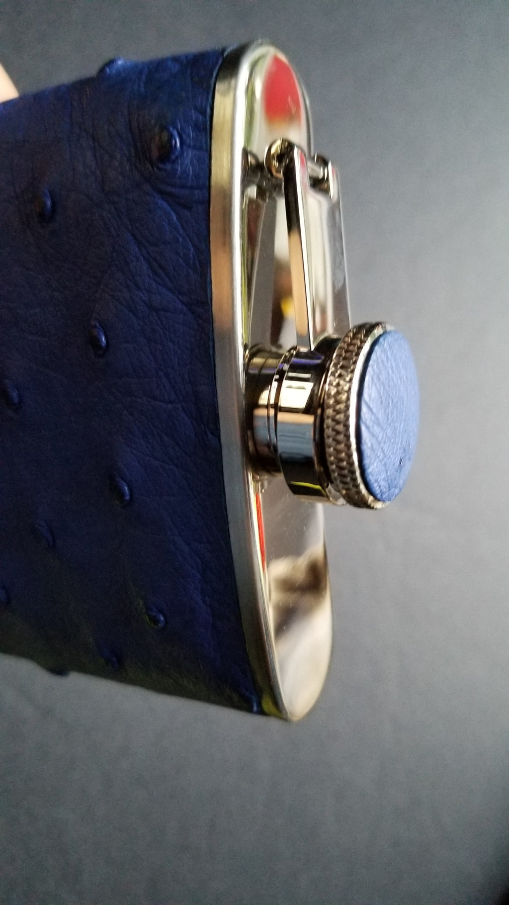 Brizard and Co  Blue Ostrich Skin 8 oz. Flask