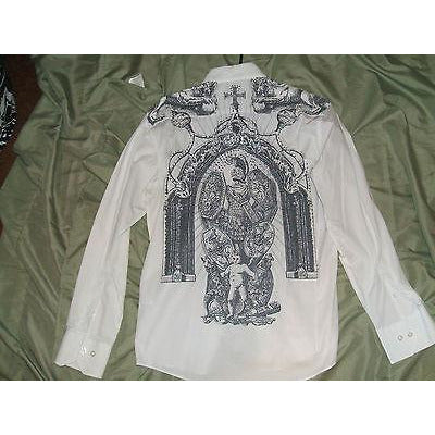 BG mens casual designer dress shirt with graphic medium Preowned Good Condition