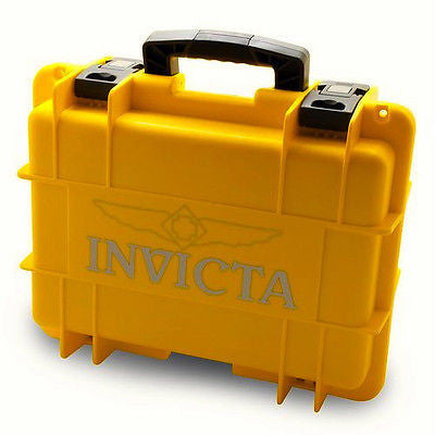 Invicta watch carrying case in bright yellow holds 8 watches