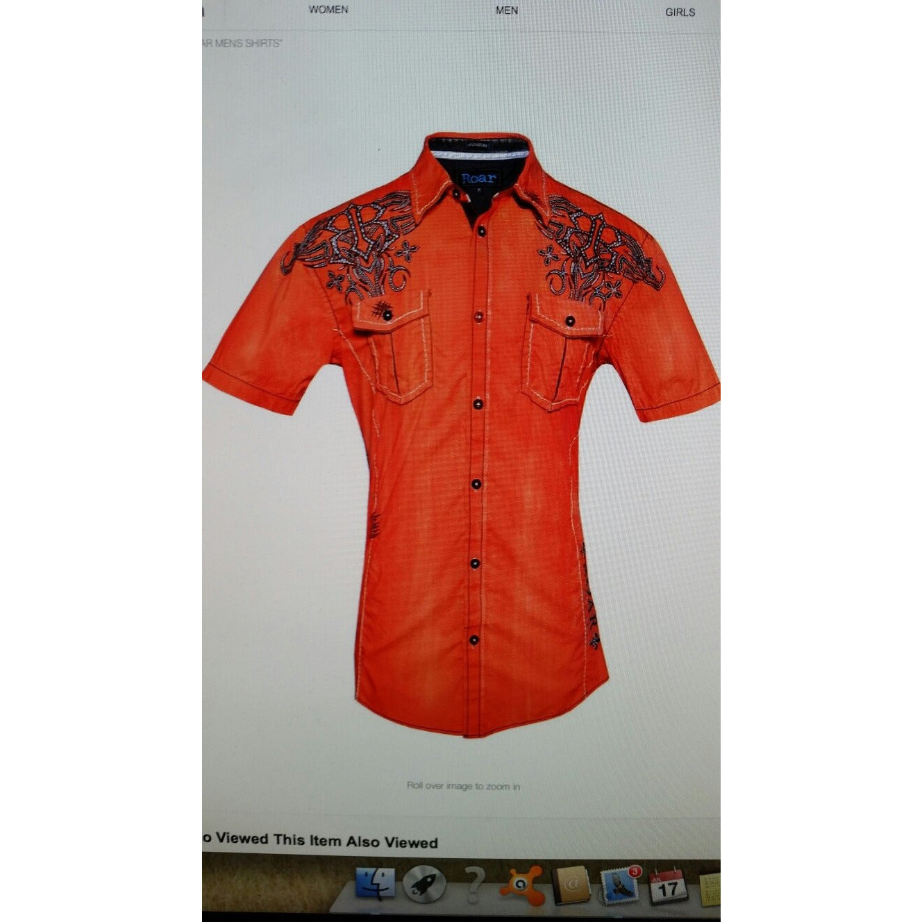 Roar Tribal Short Sleeve Orange Shirt Preowned Good Condition