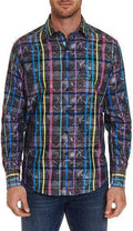Robert Graham Augustine Neon Plaid Print Shirt — Medium