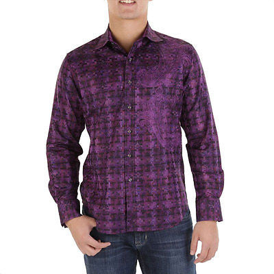 Robert Graham Hameldon Tonal Jacquard Shirt — Medium
