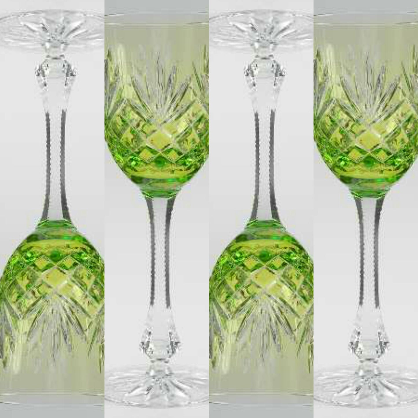Faberge Odessa Lime Green Goblets set of 6 no box