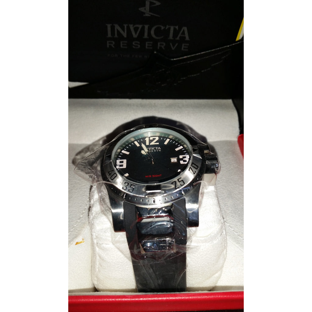 Men's Invicta 6252 Reserve Black Dial Black Polyurethane Band Watch