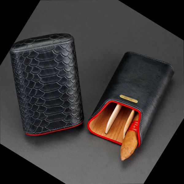 Brizard and Co Black Python Pattern and Red Leather case
