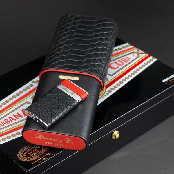 Brizard and Co Black Python Pattern and Red Leather case