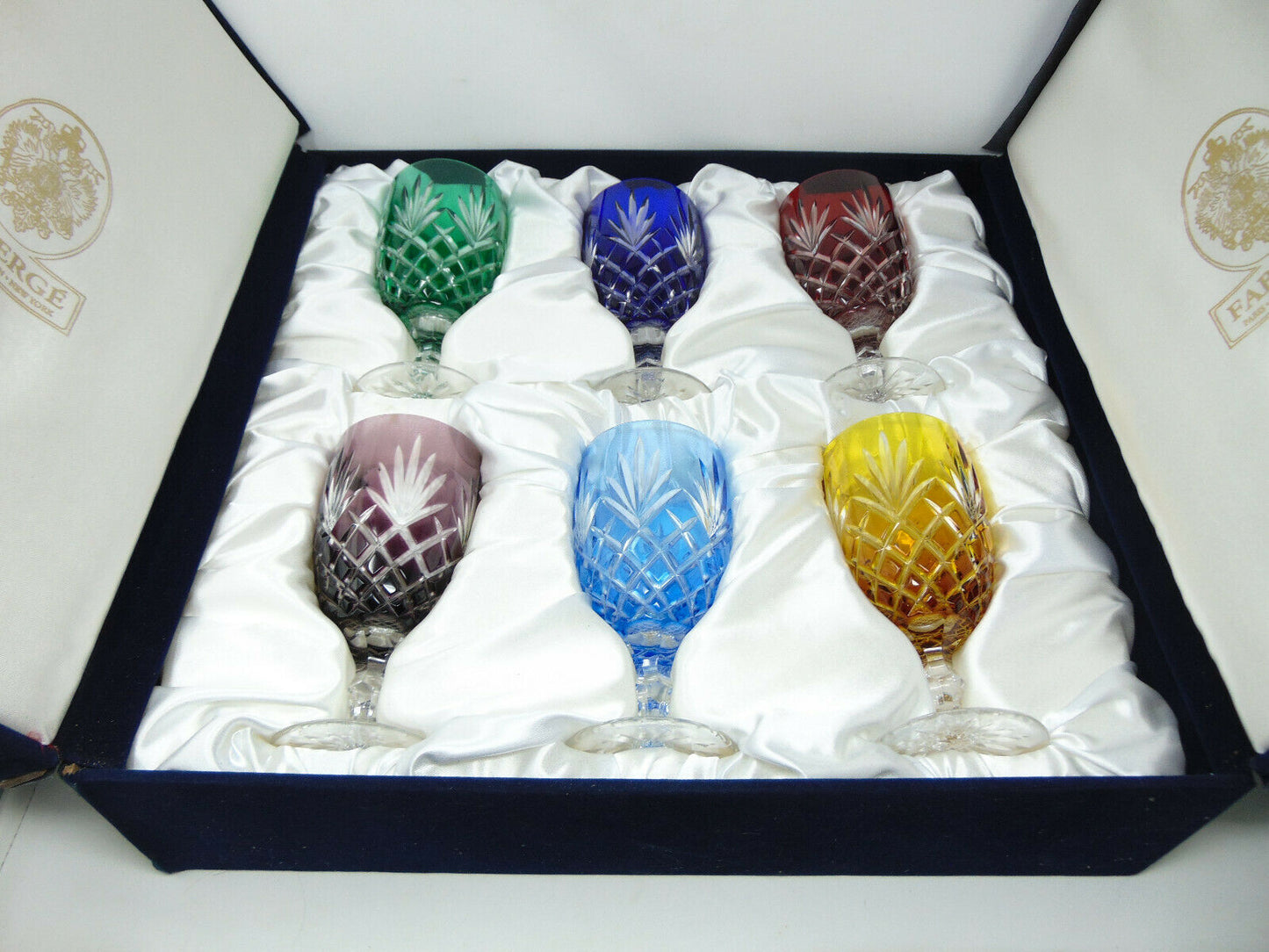 Faberge Odessa crystal colored water glasses